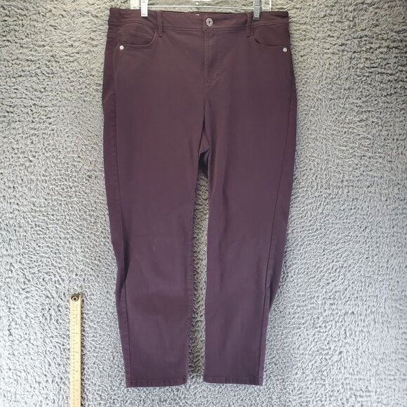 J.Jill Pants Womens Size 16 Plum Purple Authentic Fit Slim Ankle Stretch Denim - Picture 1 of 12